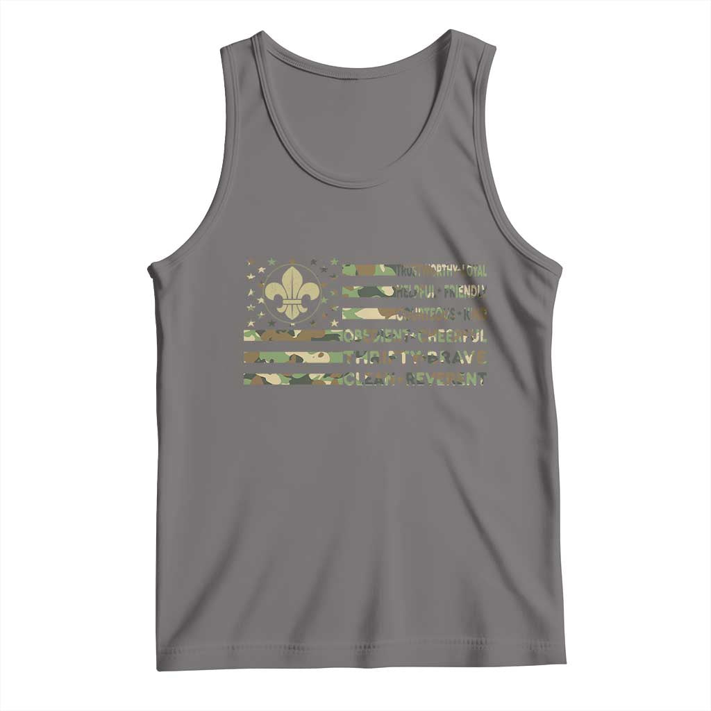 Scout Law Values Tank Top American Camo Flag Retro Vintage