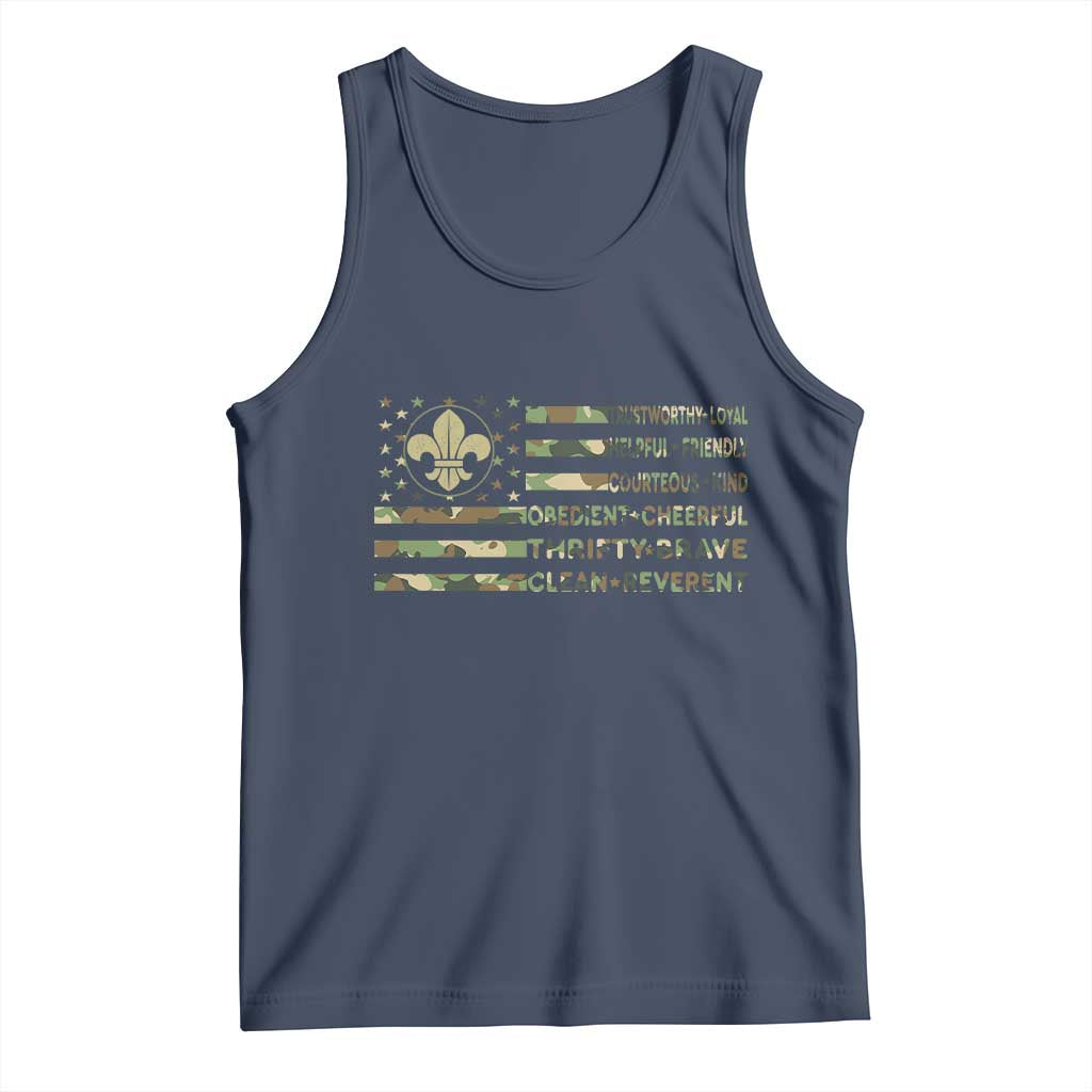 Scout Law Values Tank Top American Camo Flag Retro Vintage