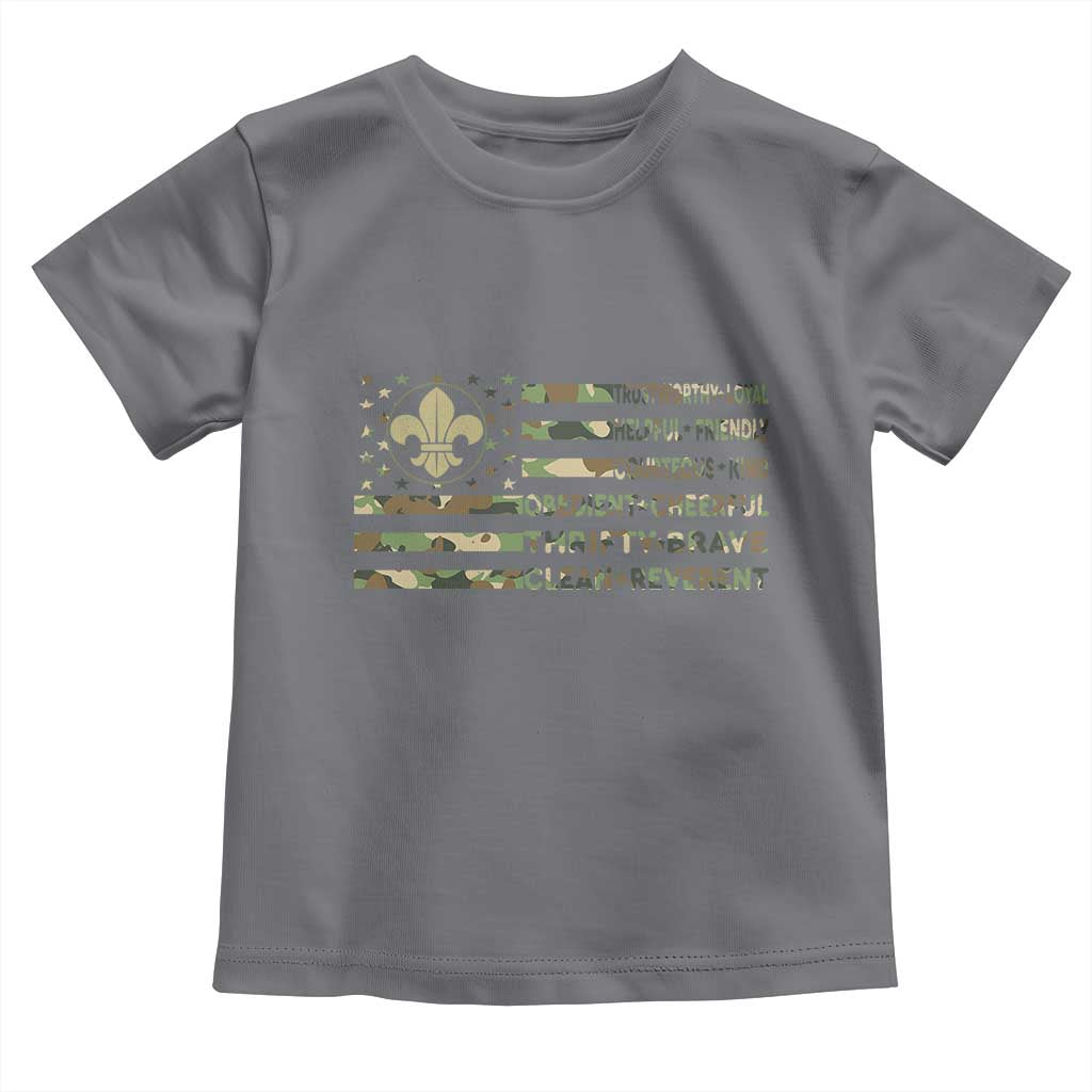 Scout Law Values Toddler T Shirt American Camo Flag Retro Vintage