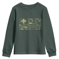 Scout Law Values Youth Sweatshirt American Camo Flag Retro Vintage