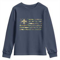 Scout Law Values Youth Sweatshirt American Camo Flag Retro Vintage