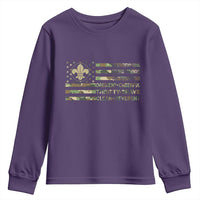 Scout Law Values Youth Sweatshirt American Camo Flag Retro Vintage