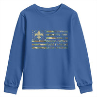 Scout Law Values Youth Sweatshirt American Camo Flag Retro Vintage