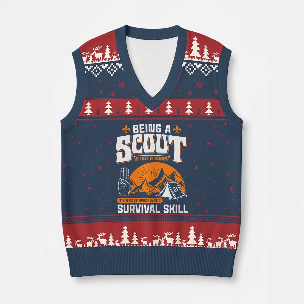 Funny Scout V-Neck Knit Sweater Vest Being A Scout Is Not A Hobby Survival Skill Adventure - Wonder Print Shop