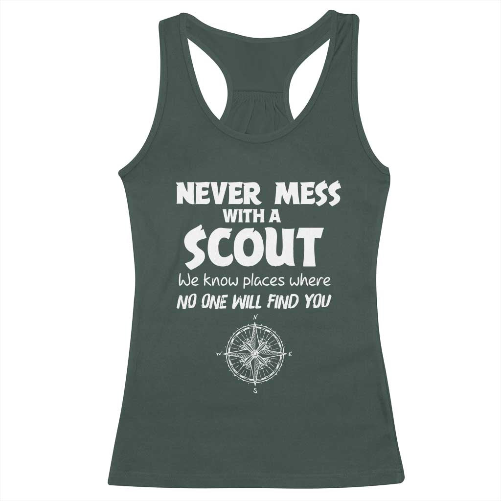 Funny Scout Racerback Tank Top Never Mess With A Scout Compass