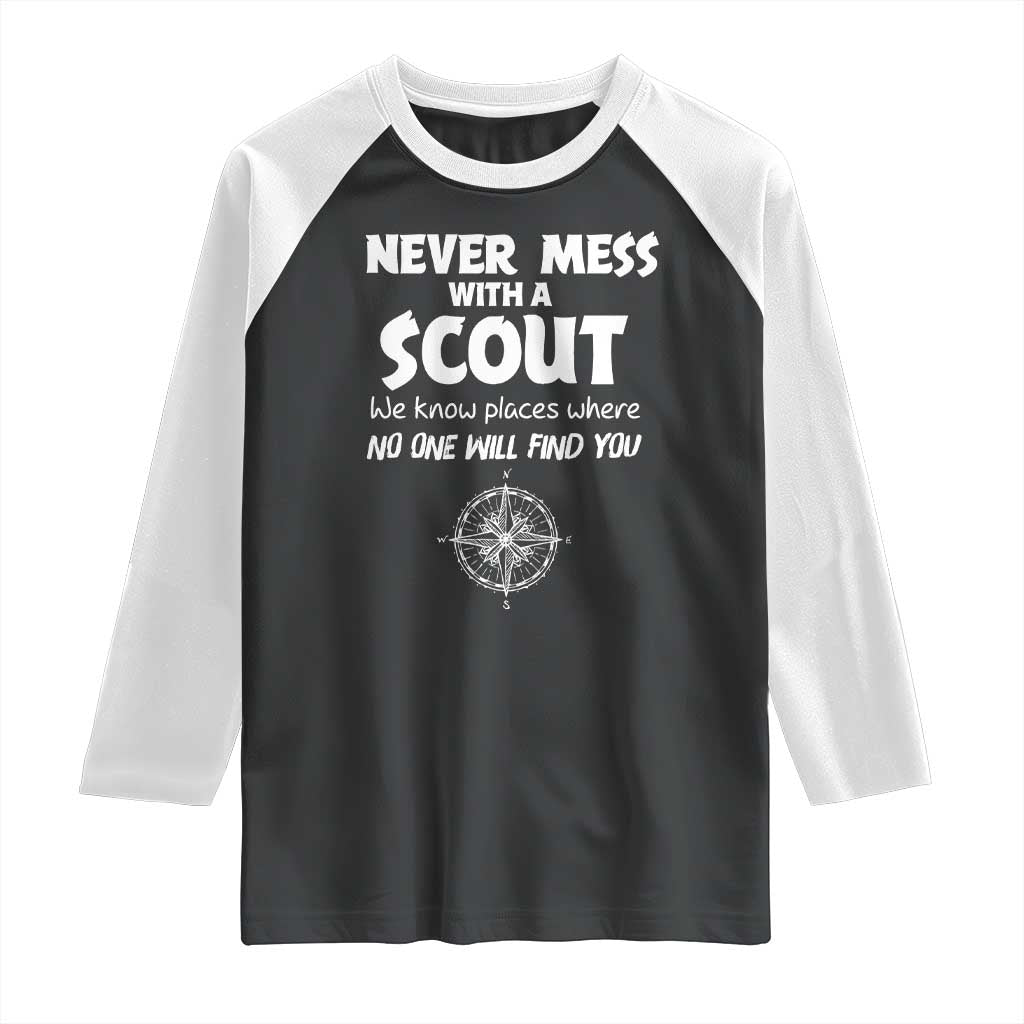Funny Scout Raglan Shirt Never Mess With A Scout Compass