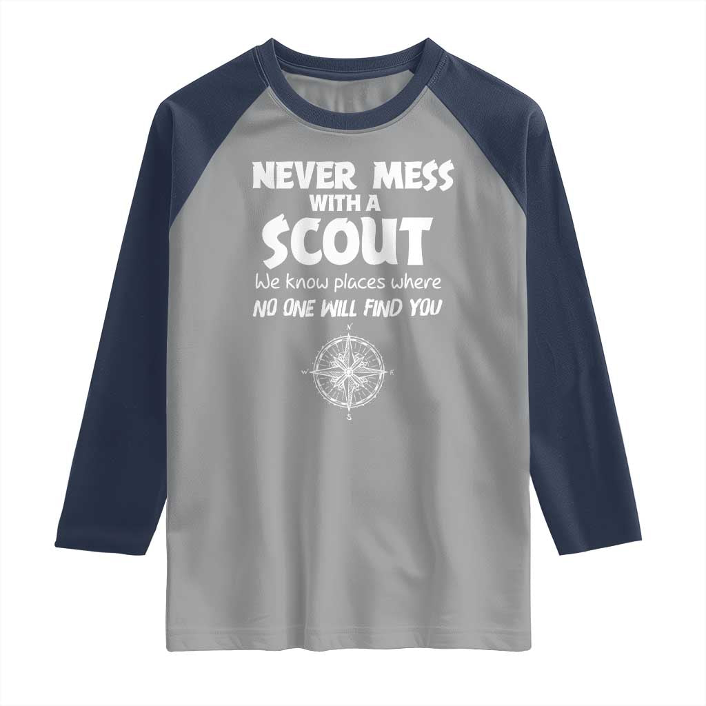 Funny Scout Raglan Shirt Never Mess With A Scout Compass