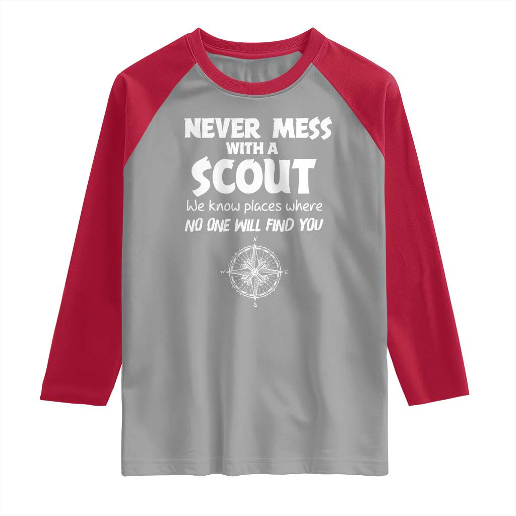 Funny Scout Raglan Shirt Never Mess With A Scout Compass