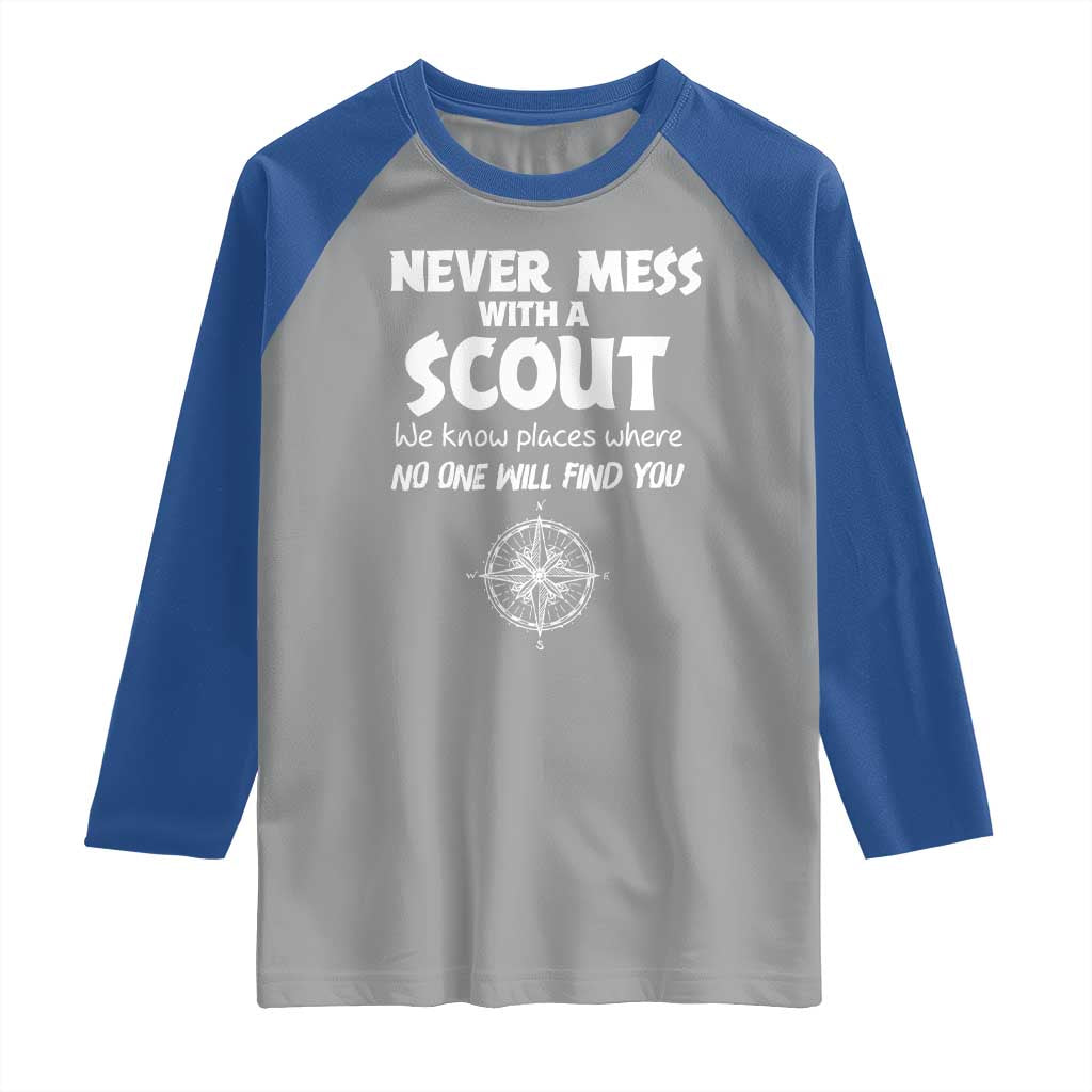 Funny Scout Raglan Shirt Never Mess With A Scout Compass