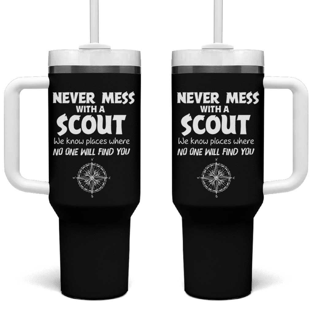 Funny Scout Tumbler With Handle Never Mess With A Scout Compass