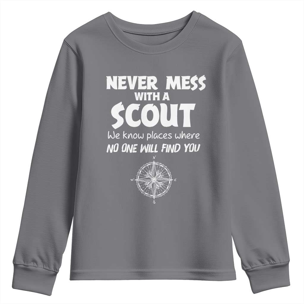Funny Scout Youth Sweatshirt Never Mess With A Scout Compass
