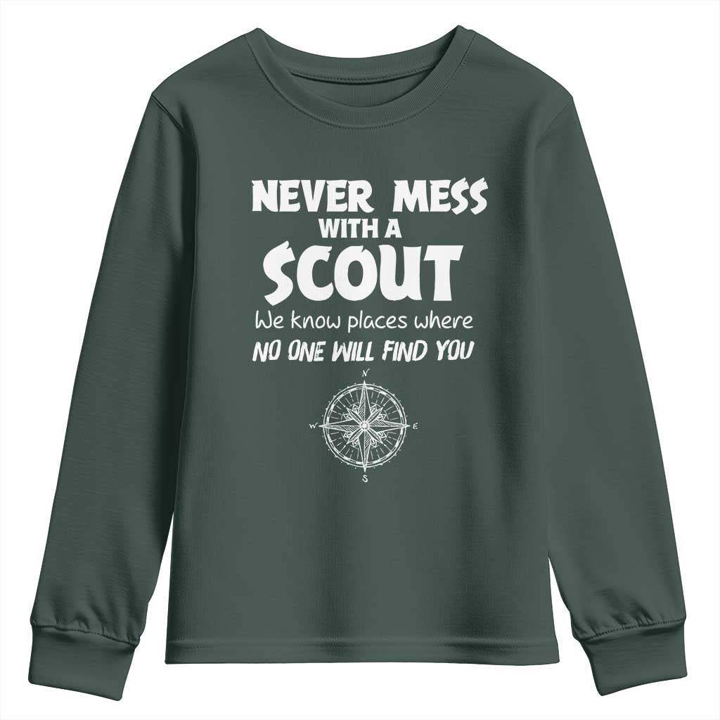 Funny Scout Youth Sweatshirt Never Mess With A Scout Compass