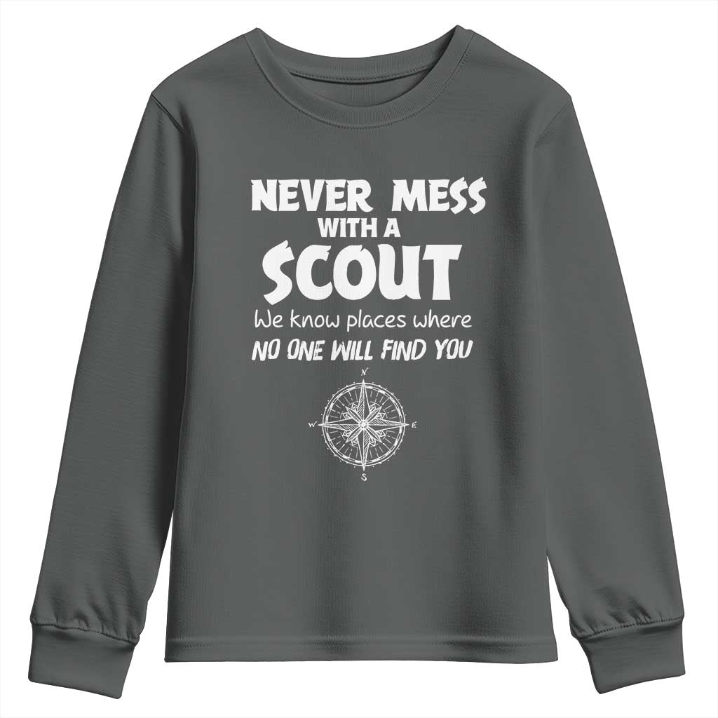 Funny Scout Youth Sweatshirt Never Mess With A Scout Compass
