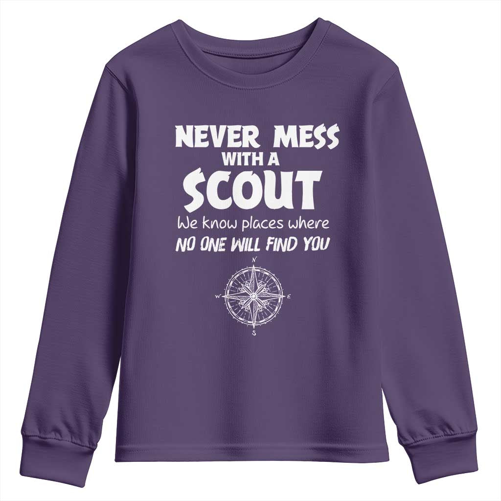 Funny Scout Youth Sweatshirt Never Mess With A Scout Compass