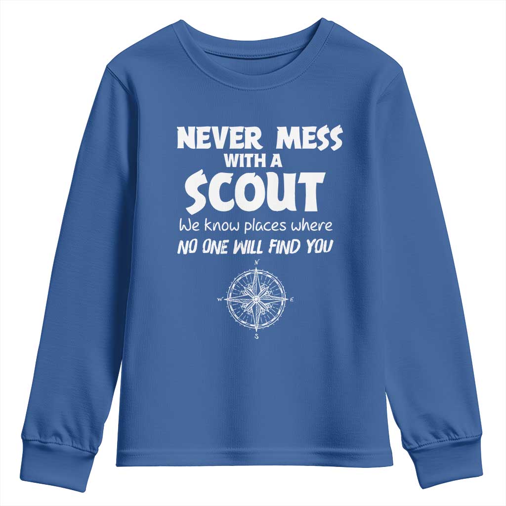 Funny Scout Youth Sweatshirt Never Mess With A Scout Compass