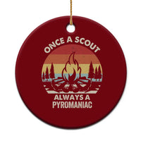 Funny Scout Ceramic Ornament Once A Scout Always A Pyromaniac Adventure Retro - Wonder Print Shop