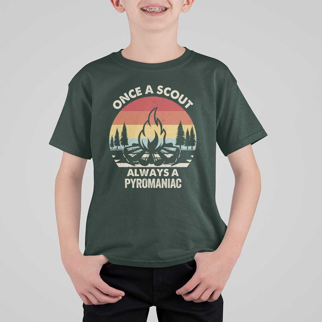Funny Scout T Shirt For Kid Once A Scout Always A Pyromaniac Adventure Retro