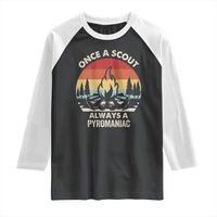 Funny Scout Raglan Shirt Once A Scout Always A Pyromaniac Adventure Retro