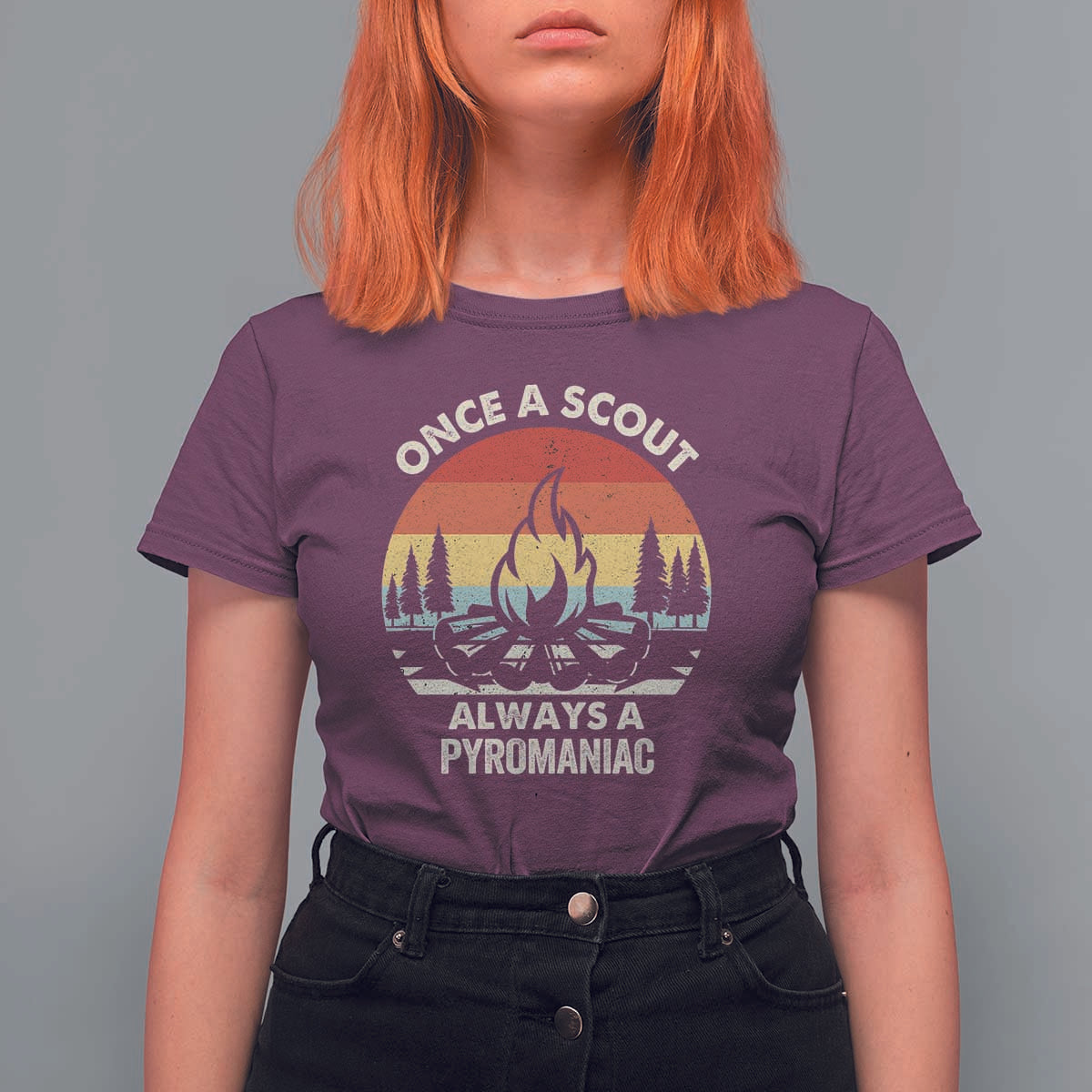 Funny Scout T Shirt For Women Once A Scout Always A Pyromaniac Adventure Retro