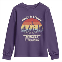 Funny Scout Youth Sweatshirt Once A Scout Always A Pyromaniac Adventure Retro