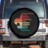 Retro Scout Law Values Spare Tire Cover Vintage Fleur-de-Lis