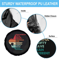Retro Scout Law Values Spare Tire Cover Vintage Fleur-de-Lis