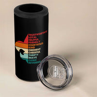 Retro Scout Law Values 4 in 1 Can Cooler Tumbler Vintage Fleur-de-Lis