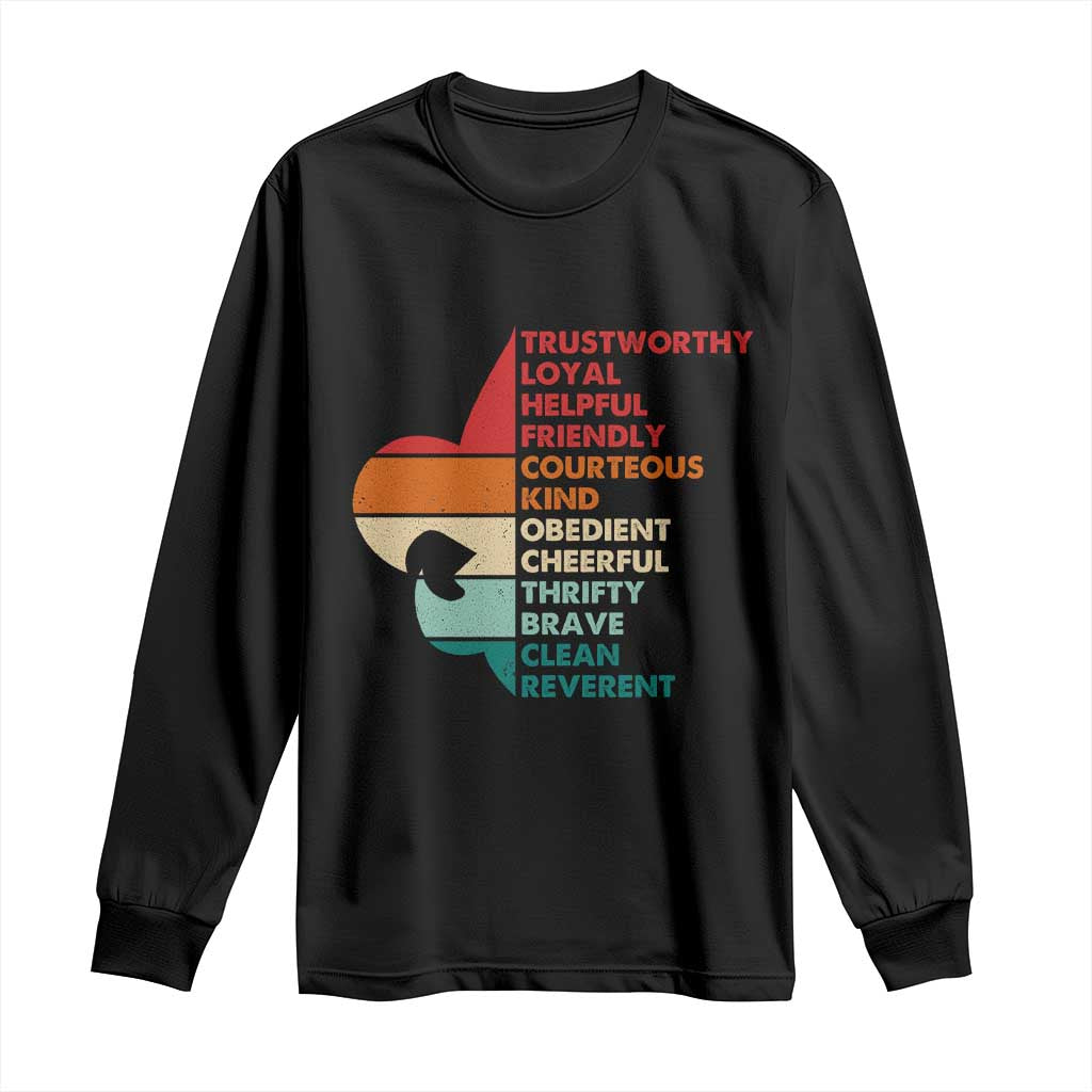 Retro Scout Law Values Long Sleeve Shirt Vintage Fleur-de-Lis