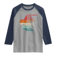 Retro Scout Law Values Raglan Shirt Vintage Fleur-de-Lis