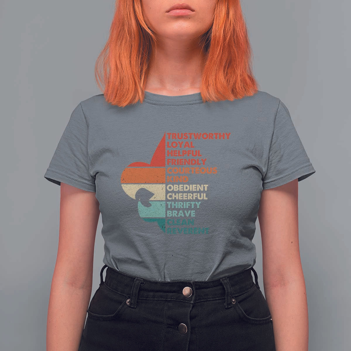 Retro Scout Law Values T Shirt For Women Vintage Fleur-de-Lis