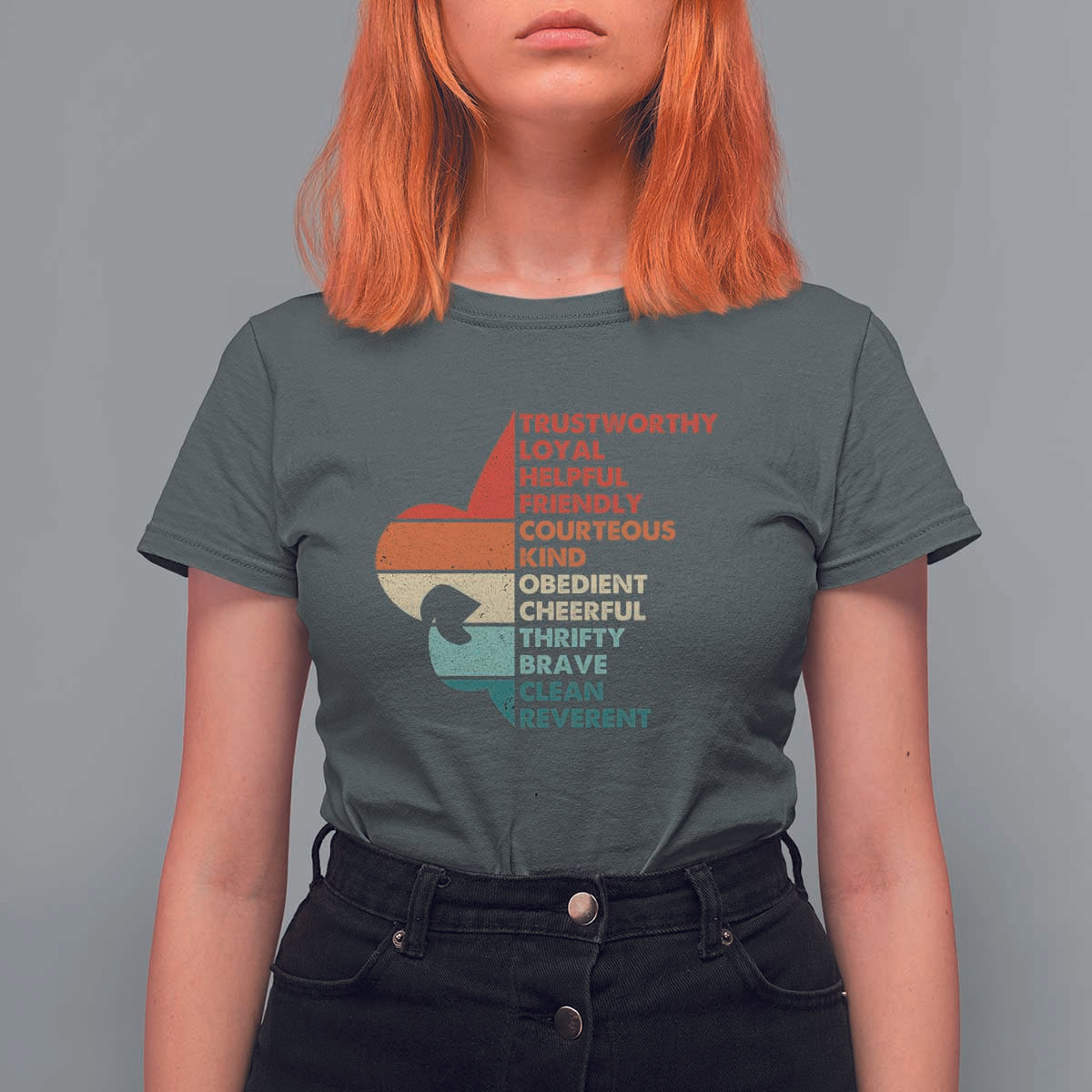 Retro Scout Law Values T Shirt For Women Vintage Fleur-de-Lis