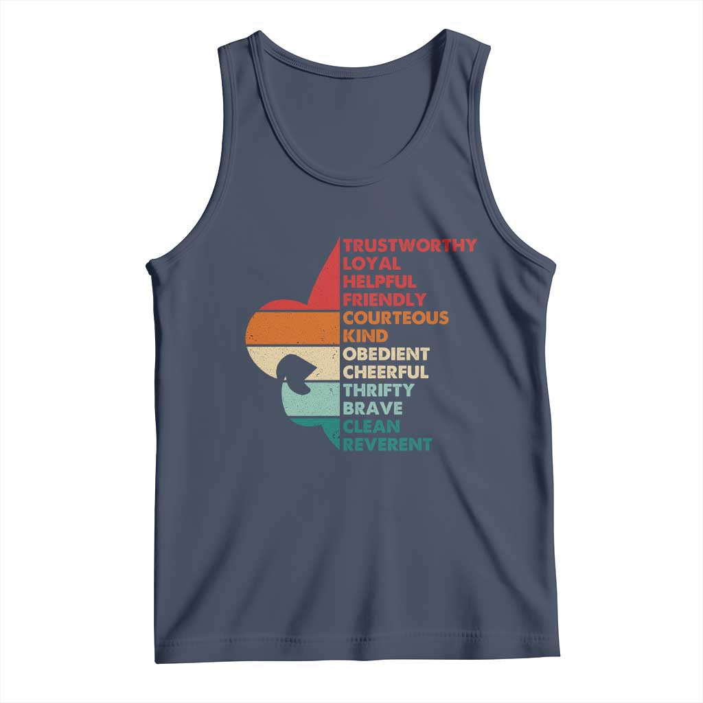 Retro Scout Law Values Tank Top Vintage Fleur-de-Lis