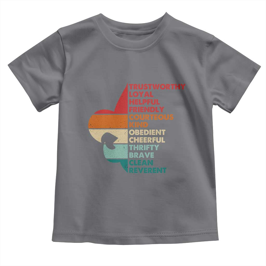 Retro Scout Law Values Toddler T Shirt Vintage Fleur-de-Lis