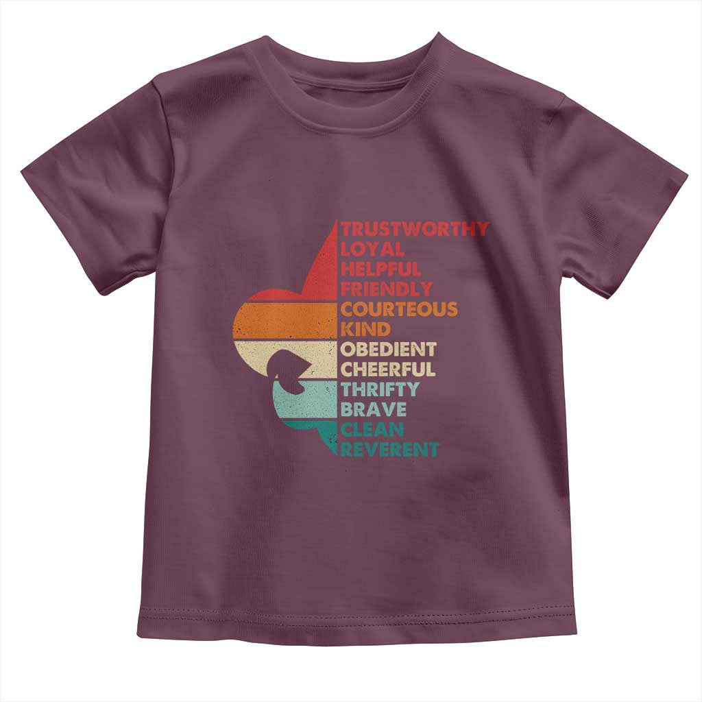 Retro Scout Law Values Toddler T Shirt Vintage Fleur-de-Lis