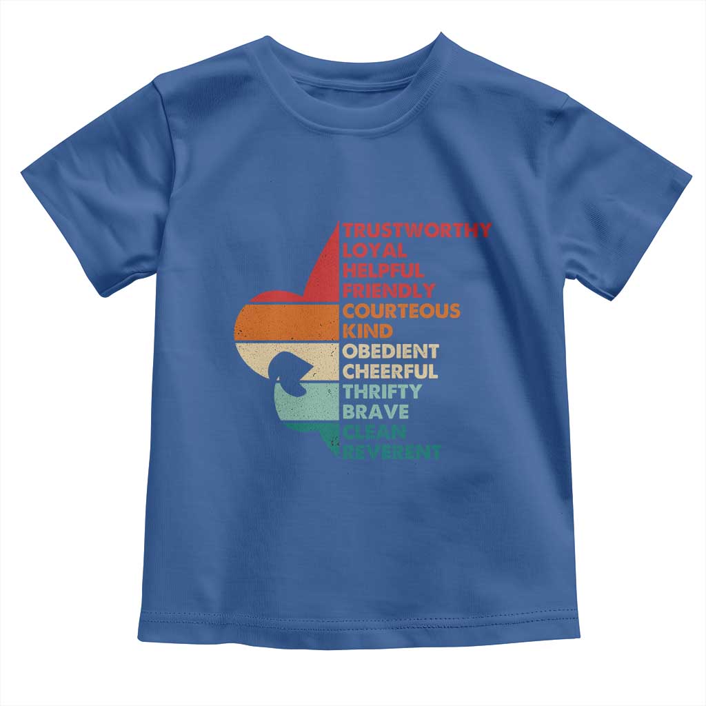 Retro Scout Law Values Toddler T Shirt Vintage Fleur-de-Lis