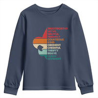 Retro Scout Law Values Youth Sweatshirt Vintage Fleur-de-Lis
