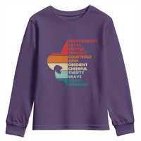 Retro Scout Law Values Youth Sweatshirt Vintage Fleur-de-Lis