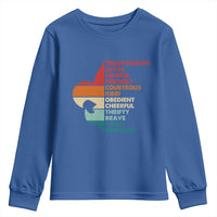 Retro Scout Law Values Youth Sweatshirt Vintage Fleur-de-Lis