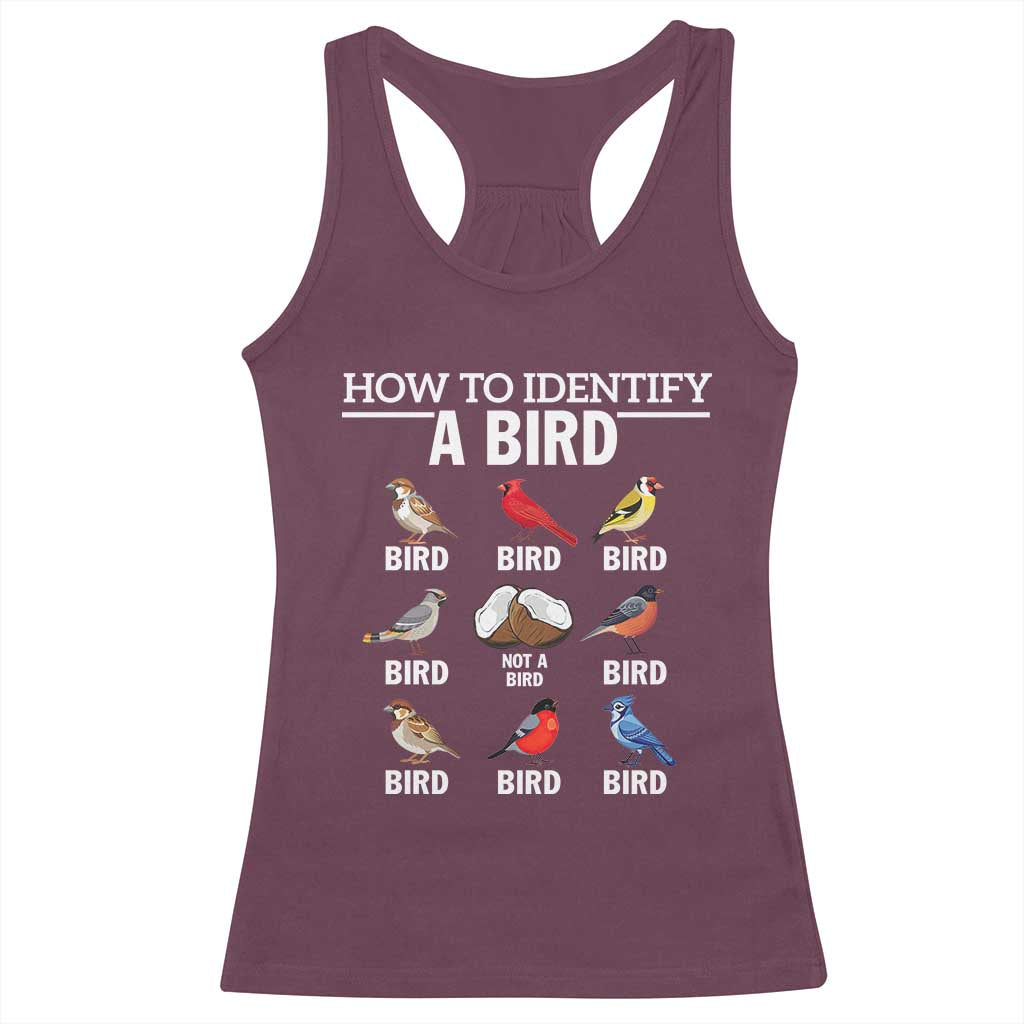 Funny Bird Watching Racerback Tank Top How To Identify A Bird