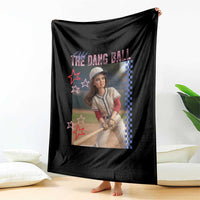 Hit The Dang Ball Funny Doll Baseball Graphic Throw Blanket Sassy Sports Fan Gift
