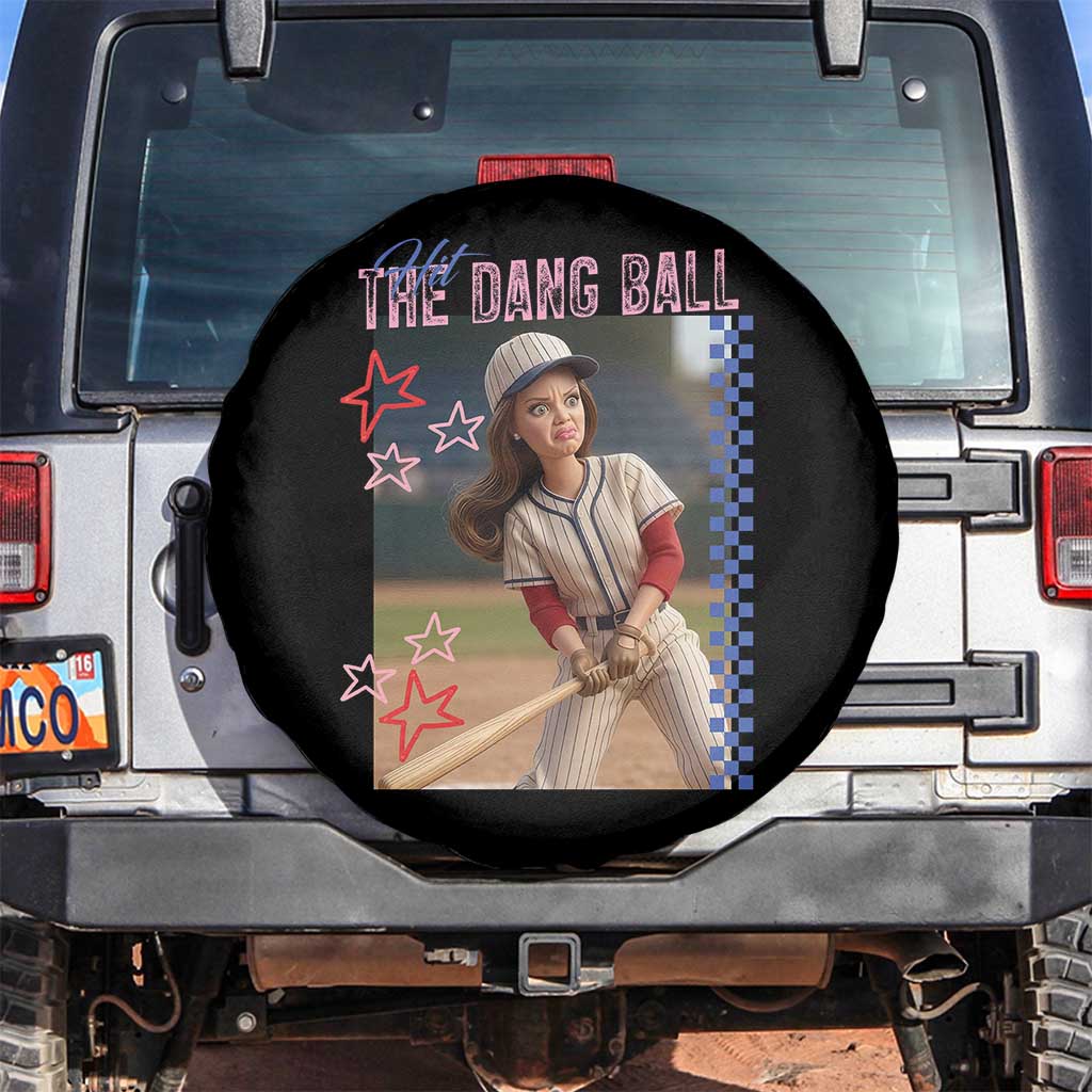 Hit The Dang Ball Funny Doll Baseball Graphic Spare Tire Cover Sassy Sports Fan Gift