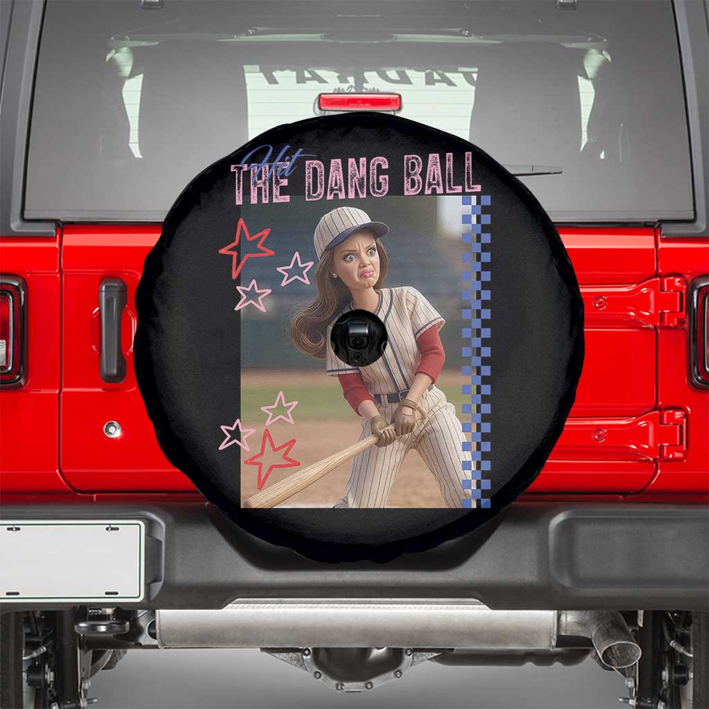 Hit The Dang Ball Funny Doll Baseball Graphic Spare Tire Cover Sassy Sports Fan Gift