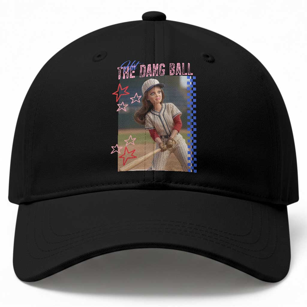 Hit The Dang Ball Funny Doll Baseball Graphic Baseball Cap Sassy Sports Fan Gift
