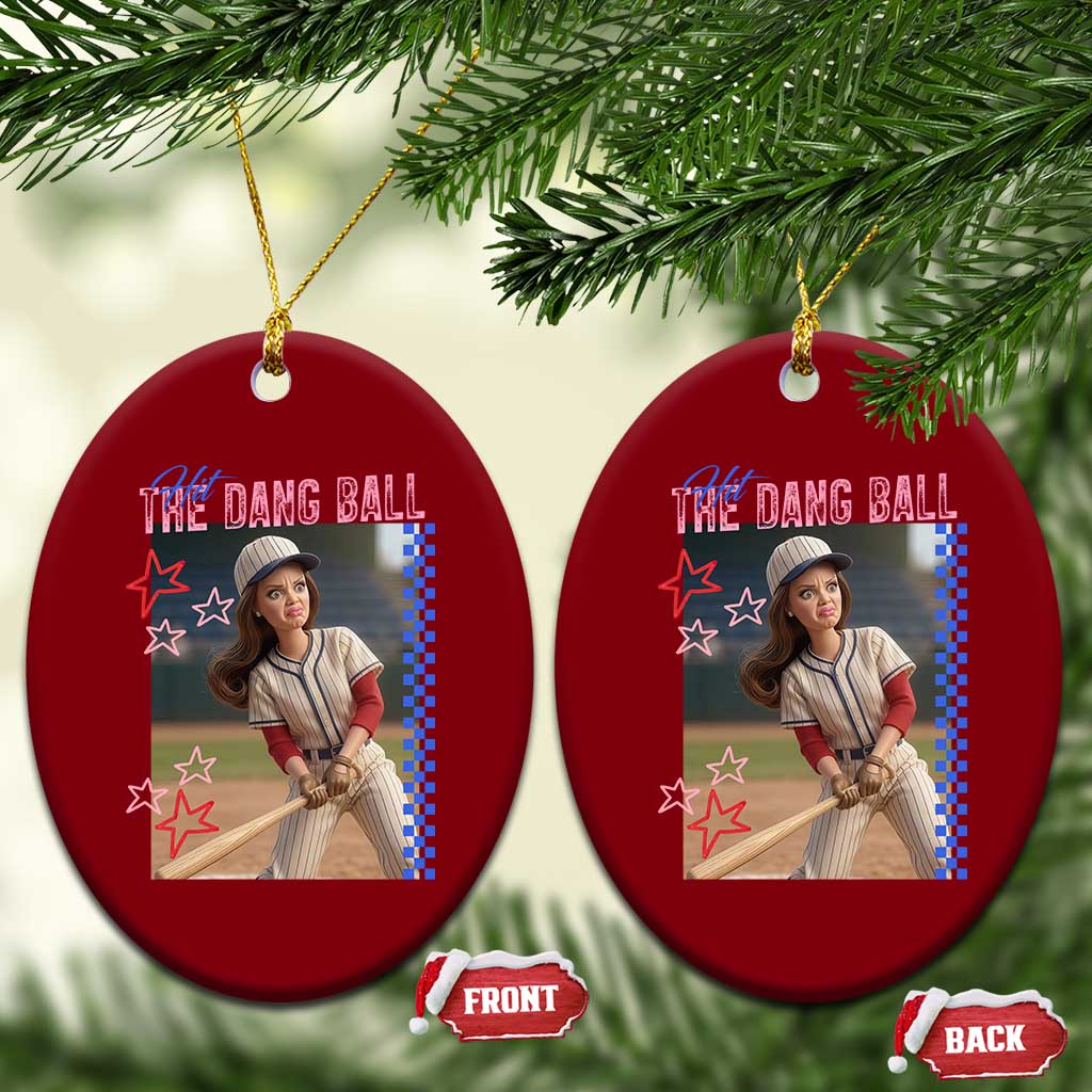 Hit The Dang Ball Funny Doll Baseball Graphic Ceramic Ornament Sassy Sports Fan Gift