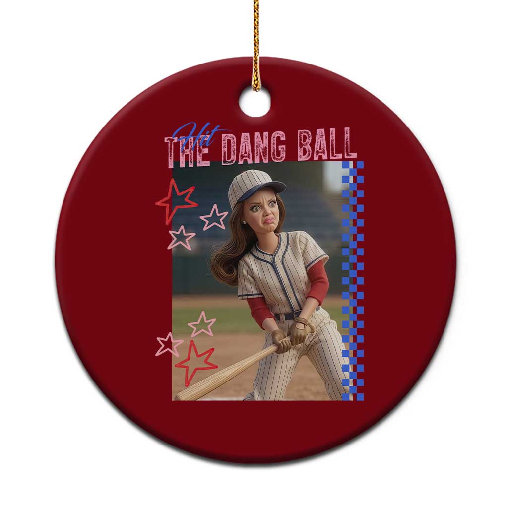 Hit The Dang Ball Funny Doll Baseball Graphic Ceramic Ornament Sassy Sports Fan Gift
