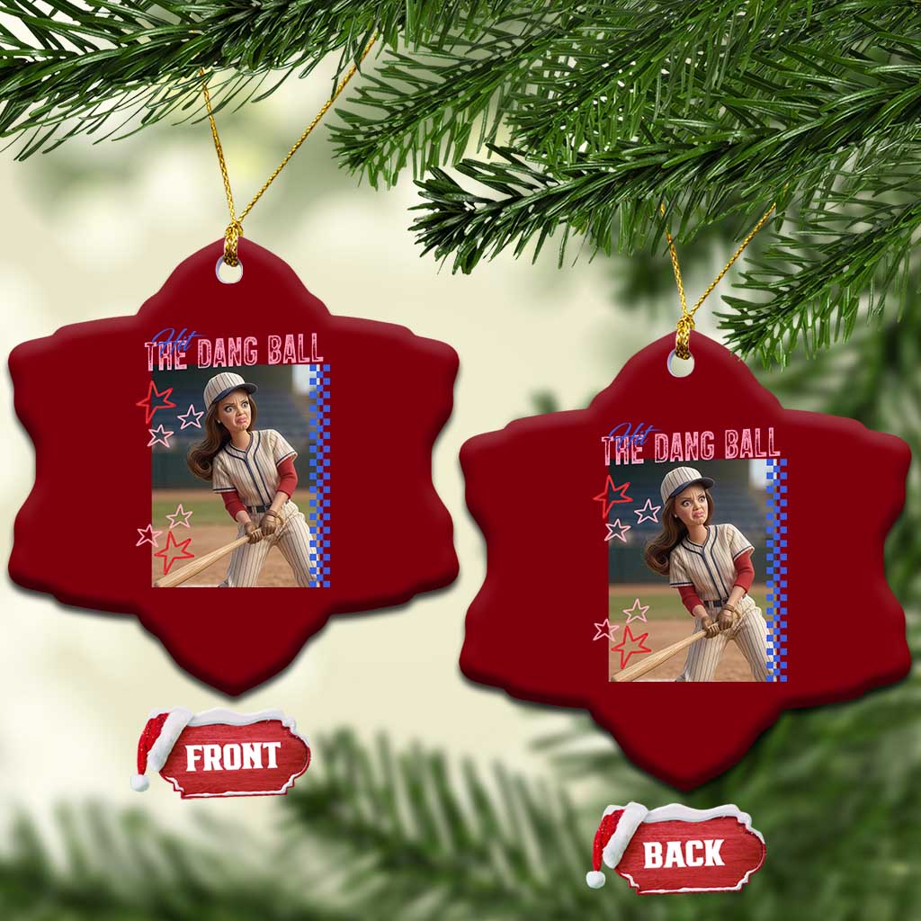 Hit The Dang Ball Funny Doll Baseball Graphic Ceramic Ornament Sassy Sports Fan Gift