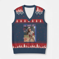Hit The Dang Ball Funny Doll Baseball Graphic V-Neck Knit Sweater Vest Sassy Sports Fan Gift