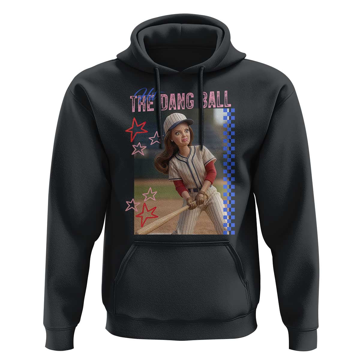 Hit The Dang Ball Funny Doll Baseball Graphic Hoodie Sassy Sports Fan Gift