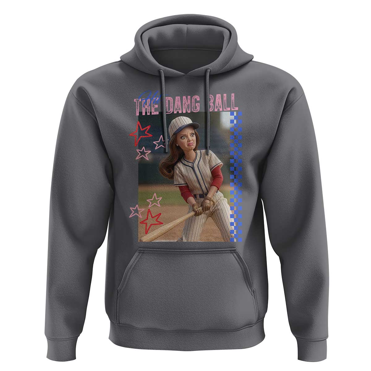 Hit The Dang Ball Funny Doll Baseball Graphic Hoodie Sassy Sports Fan Gift