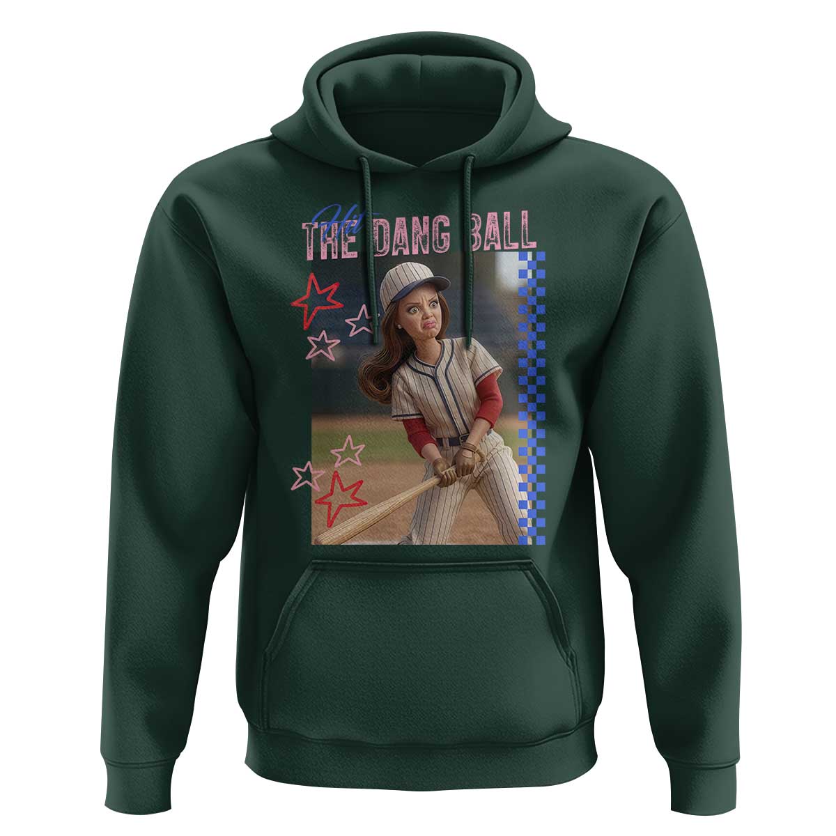 Hit The Dang Ball Funny Doll Baseball Graphic Hoodie Sassy Sports Fan Gift